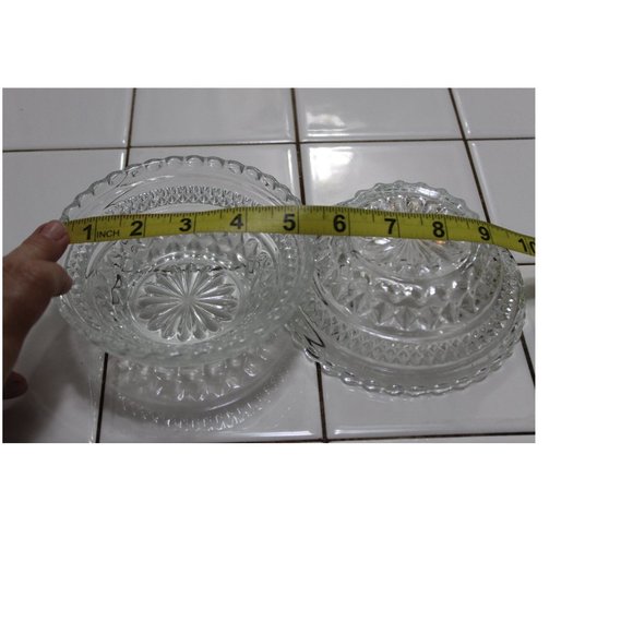 Vintage 1960's Ornate Cut Glass Bowls Condiment Serving - Picture 8 of 11